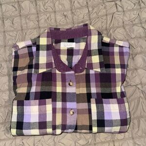 Purple Plaid Button-Up Shirt